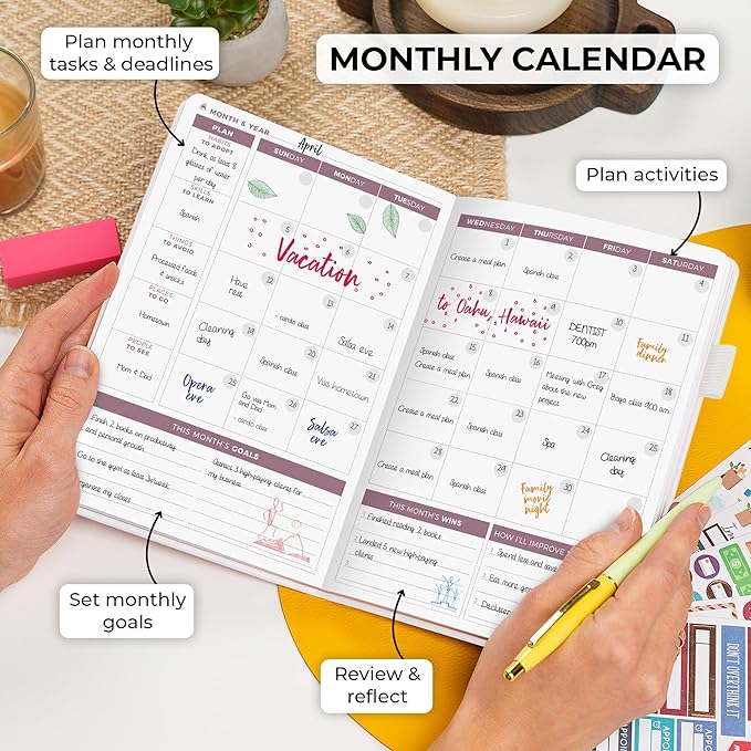 Clever Fox Planner 2nd Edition – Colorful Weekly & Monthly Goal Planner, Time Management & Productivity Organizer, Undated, A5 (White)