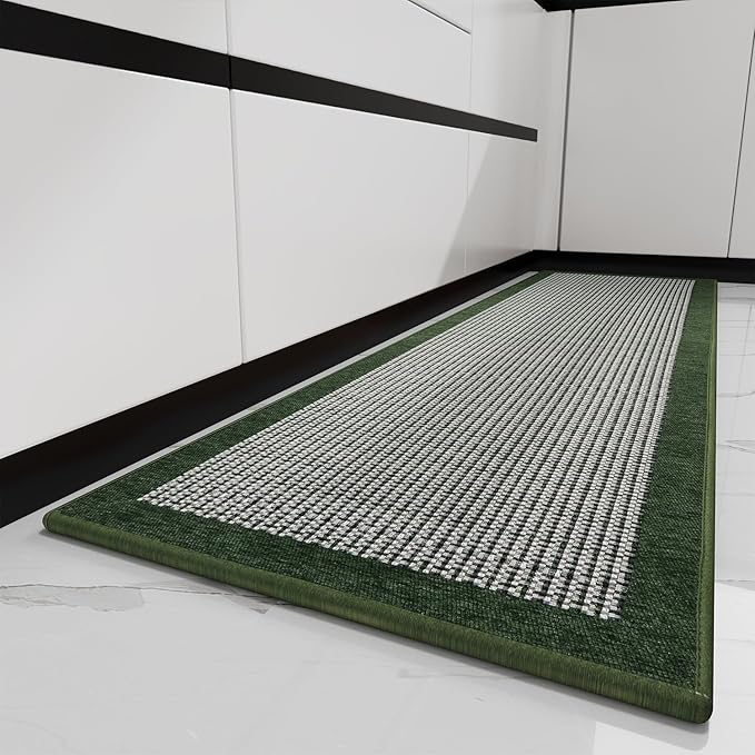 PADOOR Kitchen Mats for Floor, Kitchen Rugs Non Slip Washable, Rubber Backed Kitchen Runner Super Absorbent Kitchen Floor Mat Sink Rug, 20"x47" Green