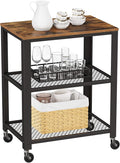 VASAGLE BRYCE Serving Cart, 3-Tier Kitchen Utility Cart on Wheels with Storage, for Living Room, Accent Furniture with Steel Frame, Industrial, Rustic Brown and Ink Black ULRC78X