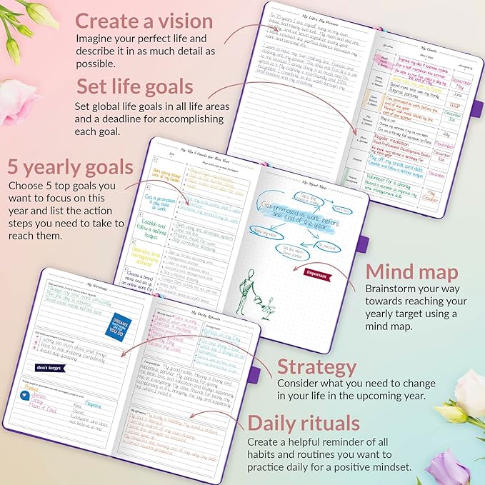 GoGirl Planner and Organizer for Women – A5 Size Weekly Planner, Goals Journal & Agenda to Improve Time Management, Productivity & Live Happier. Undated – Start Anytime, Lasts 1 Year – Purple