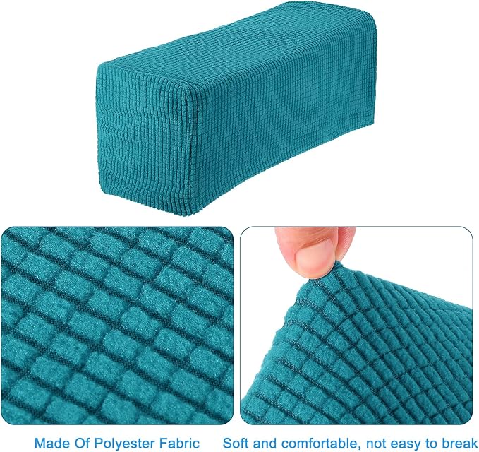uxcell 2pcs Stretch Armrest Covers for Chairs/Sofas, Couch Arm Covers with Twist Pin, Furniture Protector Slipcovers Blue