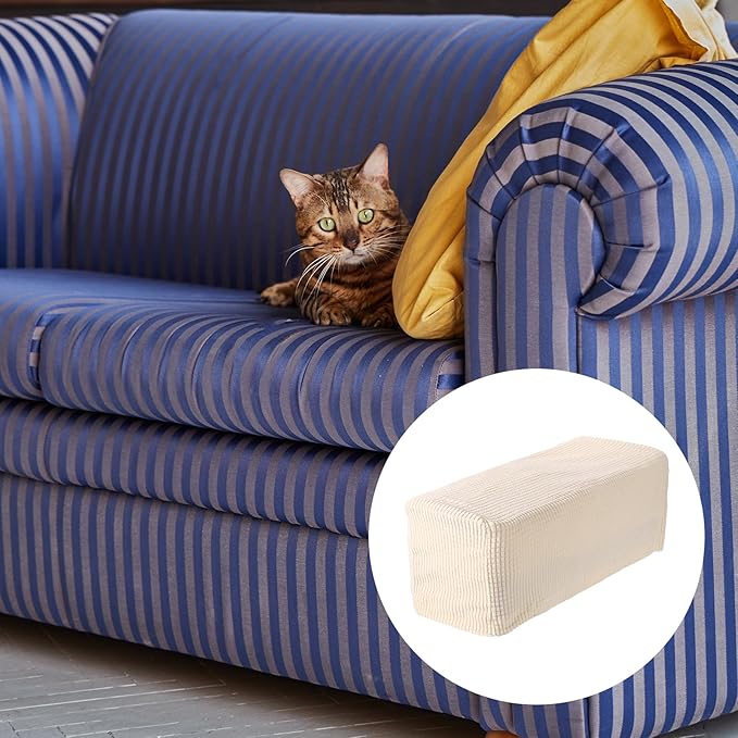 uxcell 2pcs Stretch Armrest Covers for Chairs/Sofas, Couch Arm Covers with Twist Pin, Furniture Protector Slipcover for Sofa Chair Cream White