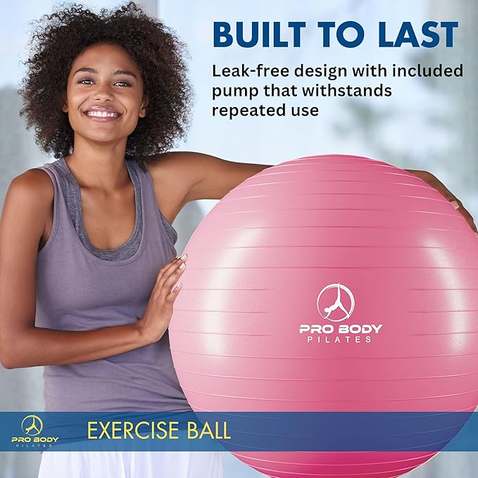 ProBody Pilates Exercise Ball - Multiple Sizes Gym Grade Balance Ball for Fitness, Yoga, Workout, Pregnancy & Physical Therapy