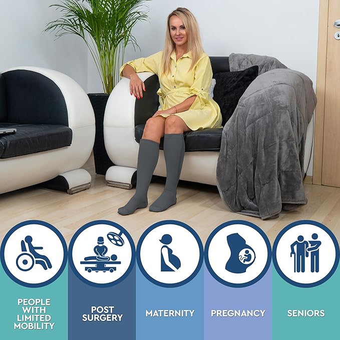 TheraMagic® Zipper Compression Socks for Men & Women, 20-30mmHg Closed Toe Graduated Zippered Compression Stocking