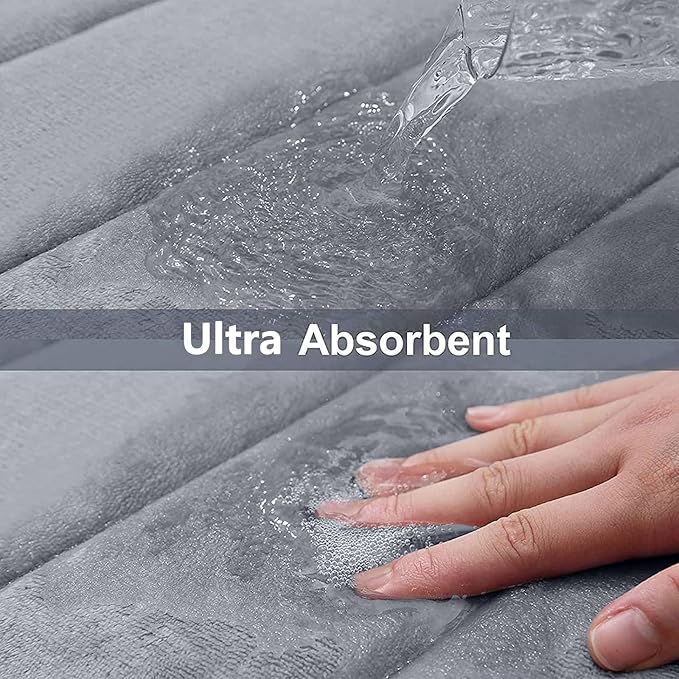 Buganda Memory Foam Bath Mat, 60" x 24", Ultra Soft and Non-Slip Bathroom Rugs, Water Absorbent and Machine Washable Bath Rug Runner for Bathroom, Shower, and Tub, Medium Grey