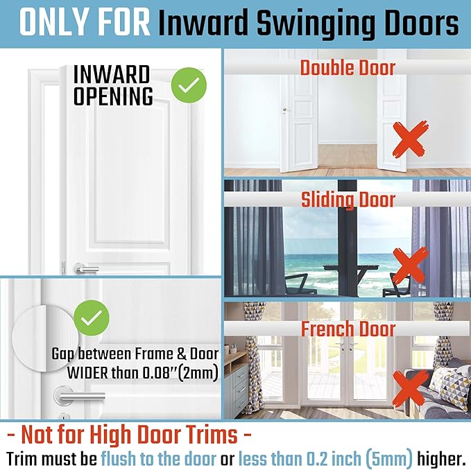 5PACK Home Security Door Reinforcement Lock Childproof, Add High Security to Home Prevent Unauthorized Entry, Aluminum Construction Finish, Frame Lock, Silver