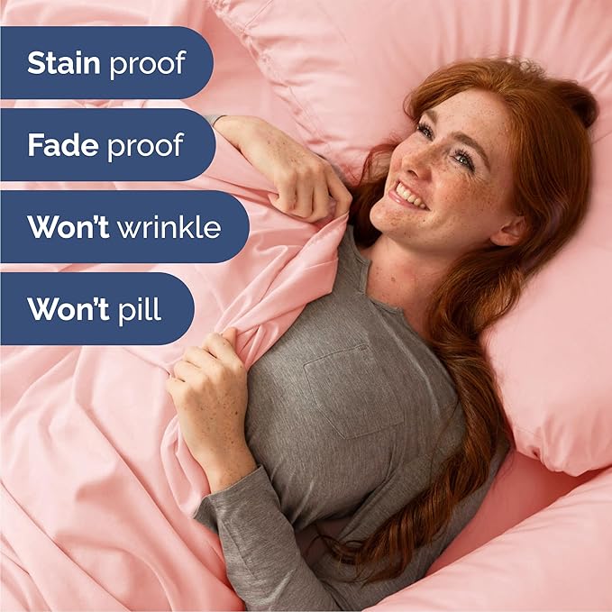 Queen 6 Piece Sheet Set - Cooling & Breathable Bed Sheets - Hotel Luxury Bed Sheets for Women, Men, Kids & Teens - Bedding with Deep Pockets & Easy Fit - Soft and Wrinkle Free - Queen Baby Pink Sheets