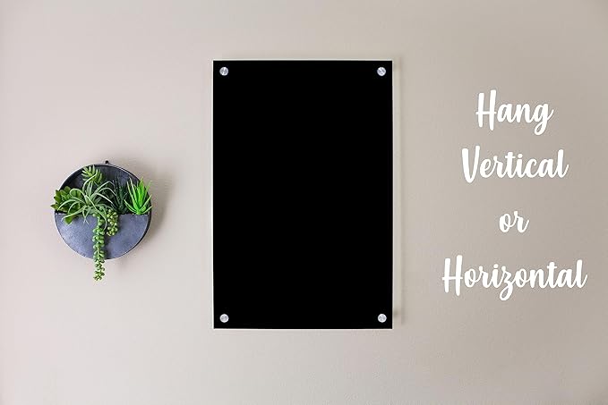 Acrylic Dry Erase Board for Wall with Stylish Border - Shipped Next Day, Made in USA, Non-Magnetic Whiteboard, Wall Mounted Board, Easy to Clean (Black - 24x36)