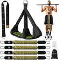 Pull Up Assistance Bands with Foot Support Pedal - 320LBS /400LBS Heavy Duty Resistance Bands Adjustable Weight/Height with 80Lbs Bands&Measured Strap for Strength Training Home Gym