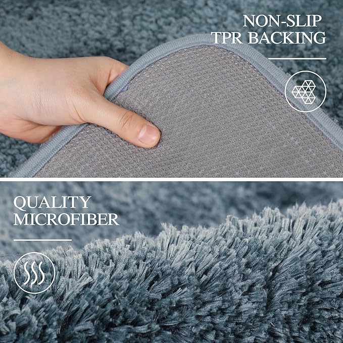 Walensee Large Bathroom Rug (24 x 36, Slate) Extra Soft and Absorbent Shaggy Bath Mat Machine Washable Microfiber Non Slip Luxury Floor Mat