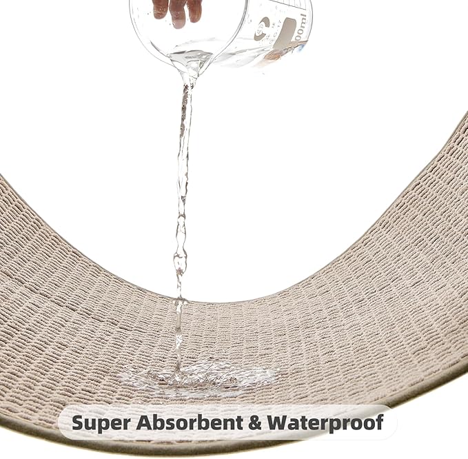 Bathroom Runner Rug, Long Bath Mat Washable Thin Quick Dry Low Pile Bathroom Runner Rugs 24 x 60 Non Slip, Beige 24"x60"