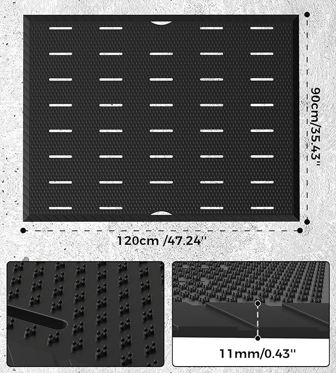 jxgzyy Commercial Rubber Mats for Floor 47.24'' x 35.43'', Heavy Duty Rubber Mats for Outside,Non-Slip Waterproof Restaurant & Bar Rubber Matt for Garage, Patio, Entrance, Anti-Fatigue