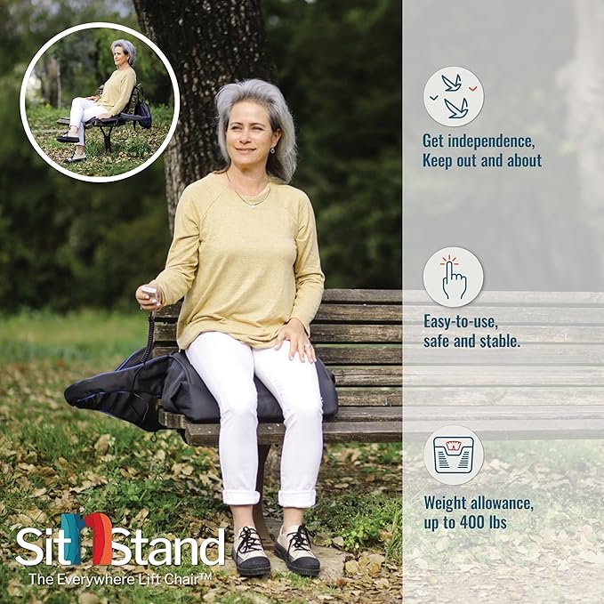 SitnStand Lift Assist Compact for Travel- 400lb Capacity Chair Lift Assist for Seniors, 100% Stand Assist Chair Lifts for Elderly, Lightweight Sit-to-Stand Lift Seat