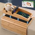 Joy&Grace Couch Cup Holder, 3-in-1 Magnetic Detachable Couch Arm Tray, Bamboo Sofa Armrest Table with Anti-Slip Pad, Sofa Armrest Tray Table (Natural)