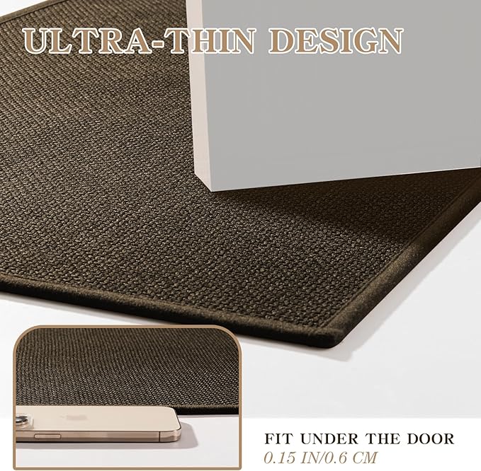 chakme Bathroom Rugs Mat 47x24, Ultra Thin Non Slip Bath Mat Large Quick Dry Absorbent Bath Mat for Bathroom Floor, (Brown, 47"x24")