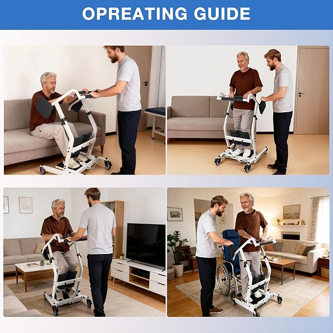Stand Assist Lift – Sit to Stand Patient Transfer Chair for Elderly & Disabled, 400 lbs Capacity Lift Aid with Adjustable Height – Home & Nursing Care Mobility Support,Black