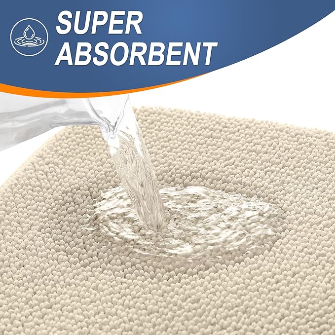 OLANLY Thick Memory Foam Bath Mat Rug 30x20, Extra Soft Absorbent Bathroom Rug, Quick Dry Bath Mats, Non-Slip, Machine Washable Carpet for Bathroom, Tub and Shower, Home Decor Accessories, Sand