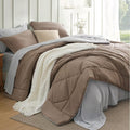 Bedsure Queen Comforter Set - 7 Pieces Reversible Brown Bedding, Queen Size Bed Set for All Seasons, Bed in a Bag with Down Alternative Comforter, Sheets, Pillowcases & Shams