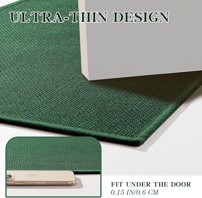 chakme Bathroom Rugs Mat 36x25, Ultra Thin Non Slip Bath Mat Large Quick Dry Absorbent Bath Mat for Bathroom Floor, (Green, 36"x25")