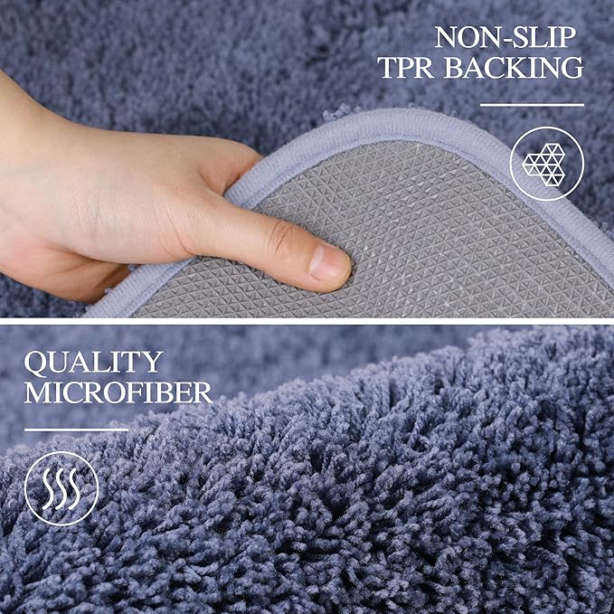 Walensee Large Bathroom Rug (24 x 40, Blue) Extra Soft and Absorbent Shaggy Bath Mat Machine Washable Microfiber Non Slip Luxury Floor Mat