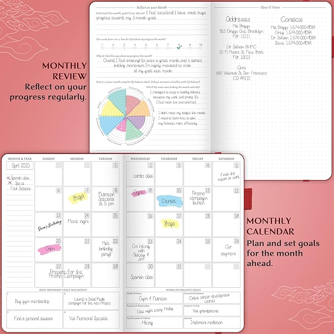 Legend Planner Hourly Schedule Edition – Deluxe Weekly & Daily Organizer with Time Slots. Time Management Appointment Book Journal for Work & Personal Life, Undated, A5 Hardcover – Wine Red, Gold Foil