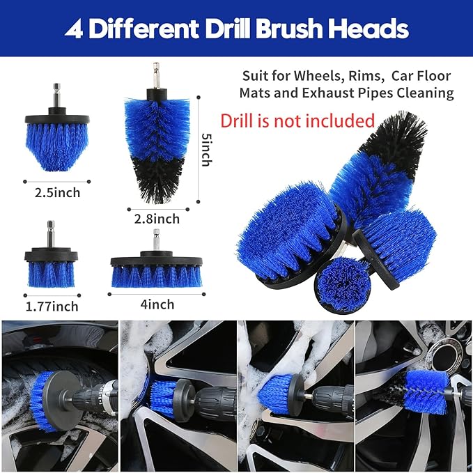 45Pcs Car Detailing Kit, Car Detailing Brush Set, Car Wash Cleaning Kit, Car Detailing Brushes, Professional Car Care Kit for Interior Exterior Wheels, Blue