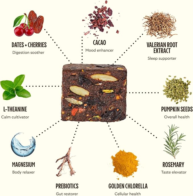 GEM Sleep Aid, Nighttime Bite, Melatonin Free, L-Theanine, Magnesium, Valerian Root Extract | Vegan and Gluten Free | Earthy Chocolate Cherry (28 Pack)