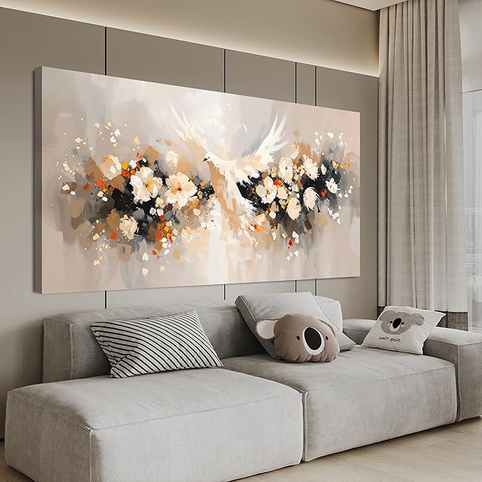 Canvas Wall Art Decor Wall Art Pictures for Living Room Colorful Flowers Wall Art Prints Artwork for Walls Dove of Peace Wall Art Decorations Art Work for Wall Decor Bedroom Office Decor 20" X 40"