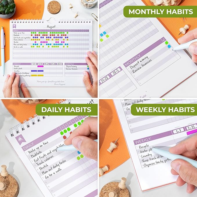 Clever Fox Habit Tracker Calendar – Inspirational Goal Tracker and Habit Calendar for Atomic Habits – Colorful Habit & Goal Planner Journal to Boost Productivity – 24 Months, 10″ x 8″ (Obsidian Green)