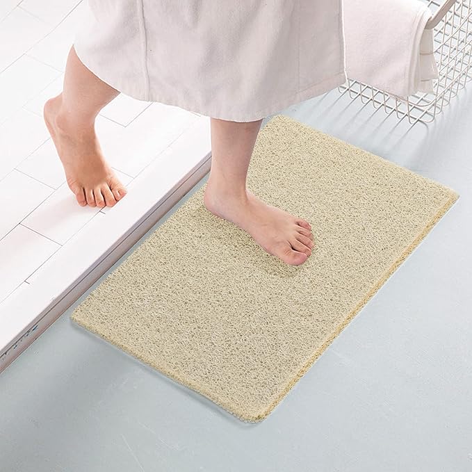 Joyhalo Shower Mat Bathtub Mat Non Slip, Bathmats Non Slip, Quick Drying Foot Scrubber Loofah Mats for Shower, Tub, Bathroom, Home, 30x17inch, Beige