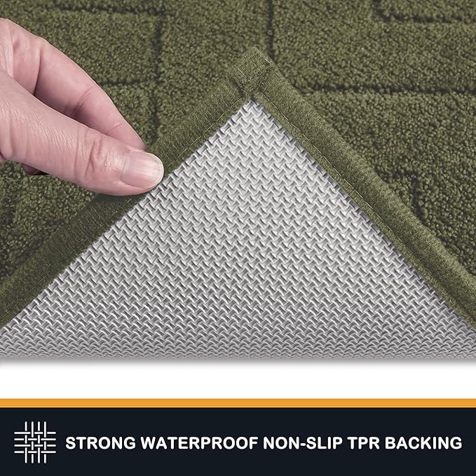PURRUGS Dirt Trapping Door Mat 34" x 59", Non-Slip Machine Washable Entry Rug, Shoe Scraper, Dog Doormat, Super Absorbent Welcome Mat for Front & Back Door, Muddy Wet Shoes & Paws, Sage Green