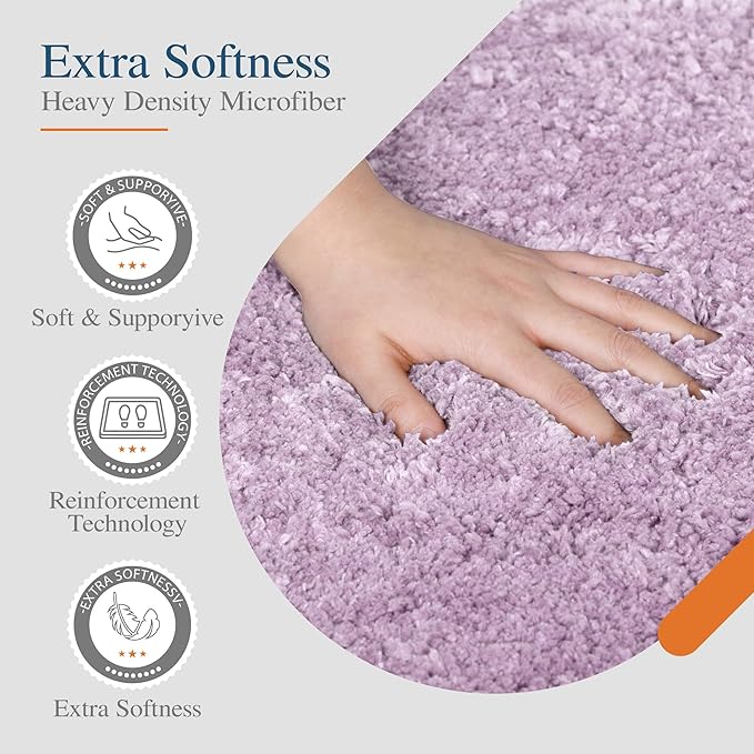 Walensee Large Bathroom Rug (24 x 72, Lavender) Extra Soft and Absorbent Shaggy Bath Mat Machine Washable Microfiber Non Slip Luxury Floor Mat