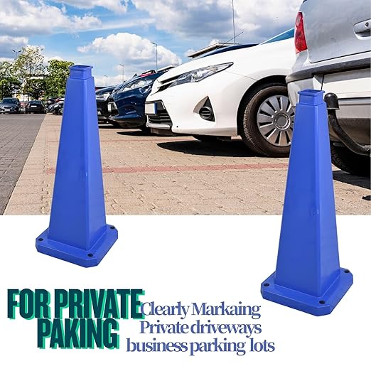 BESEA 6 Pack 36" Bright Blue Traffic Safety Cones with Weighted Base, High-Visibility Parking Cones for Driveways, Business Parking Lots, Garages, Indoor/Outdoor Use