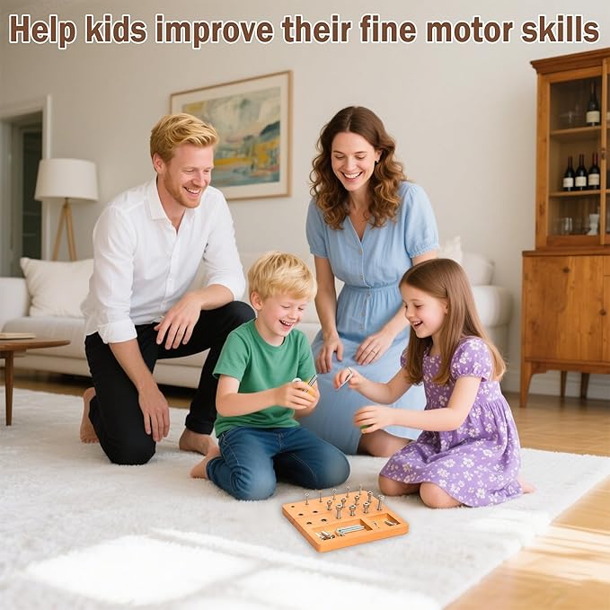 Wooden Pegboard for Finger Dexterity, Finger Strength Trainer for Grip Strength Training for Fingers, Wrists, and Hands for Home, Office, Gym, Climbing, Athletes, Musicians, and Therapy