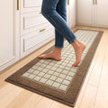 Kitchen Mats for Floor 17"x59", Non-Slip Washable Kitchen Rugs, Absorbent and Stain Resistant Kitchen Rug, Durable Comfortable Rugs for Kitchen, Hallway, Laundry & Sink, Brown