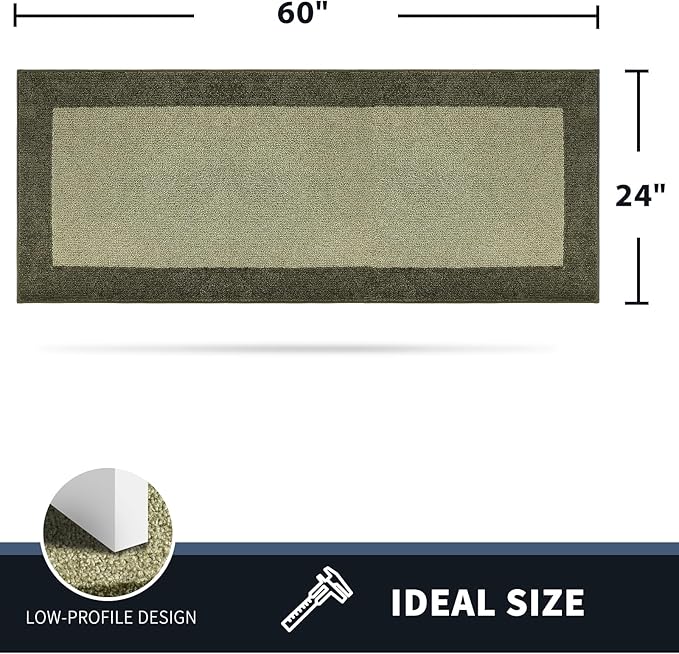 PURRUGS Dirt Trapping Door Mat 24" x 60", Non-Slip/Skid Machine Washable Entryway Rug, Shoes Scraper, Throw Rug, Super Absorbent Area Rug for Muddy Wet Shoes and Paws, Budding Green & Sage Green