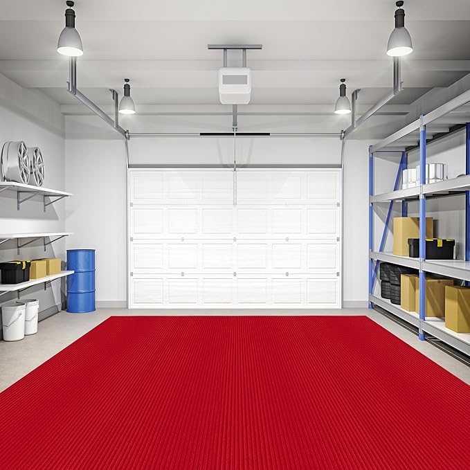 Ottomanson 6'6" x 47' Hallway Runner with Scraper Pile Extra Durable Non-Slip Rug Mat for Indoor & Outdoor Use - Ideal for Kitchen, Entryway, Patio & Garage - High-Traffic Carpet, Red
