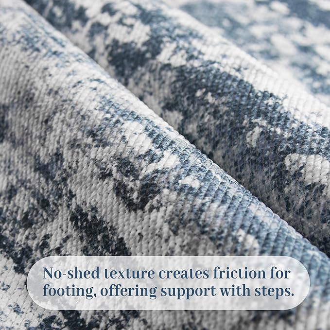 Runners for Hallways Ultra Non-Slip 2x4 Washable Kitchen Rug Abstract Tear and Stain Resistance No Pile Hand-Woven Style Lightweight Runners for Entryway, Laundry Room, Bedside, Blue