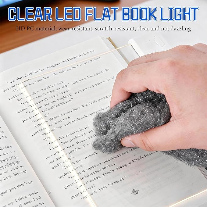 Book Light, Rechargeable Clear LED Flat Reading Light with 3 Colors & Timer, Dimmable Panel Plate Lamp Book Full Page Light for Reading in Bed at Night, for Women Readers Kids Book Lovers (Black)