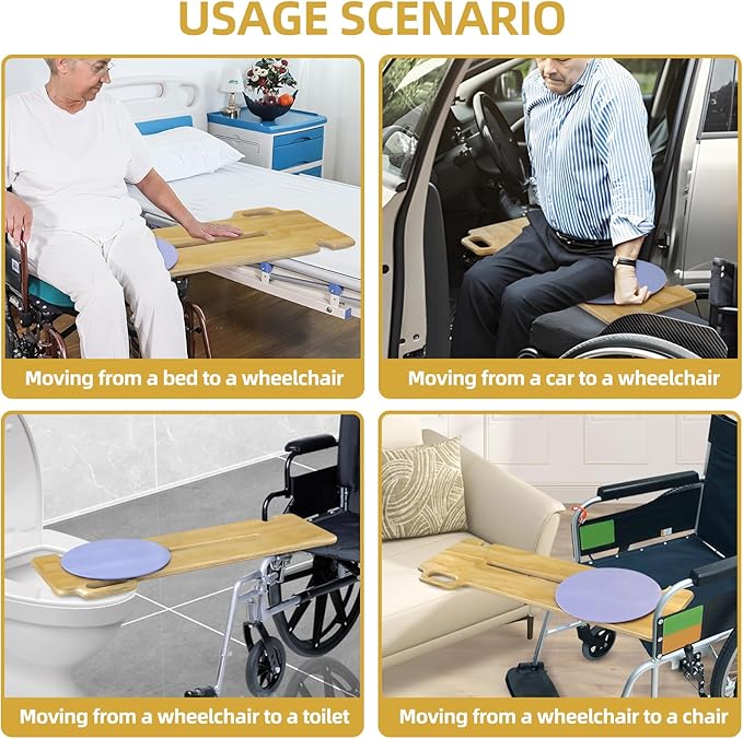 Transfer Board Patient Slide Assist Device for Transferring Patient Elderly, and Disabled from Wheelchair to Bed, Toilet, Bathtub, Sliding Boards Platform with Single Handle (33" x 12" x 0.7")