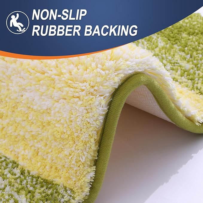 OLANLY Bathroom Rug Set 2 Piece, Soft Absorbent Microfiber Bath Mats and U-Shaped Contour Toilet Rug, Non-Slip, Machine Wash Dry, Plush Shaggy Bath Mats for Bathroom (30"x20"+24"x20", Olive Green)