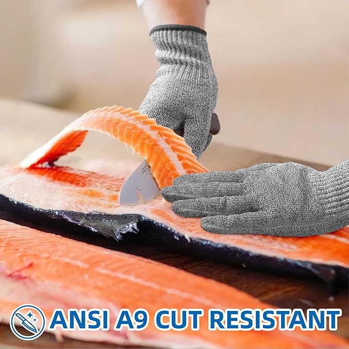 Schwer 150 Pairs ANSI A9 Cut Resistant Gloves, Food Grade Reliable Cutting Glove, Mandoline Glove for Kitchen, Oyster Shucking, Non-PFAS, PR1501-G, L