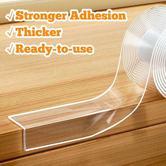 3 Pack Clear Edge Protector Strip,2.56 in x 9.84 FT,Sharp Edge Wrap Cover Tape,Self Adhesive Protective Bumper Guards for Cabinet Door Desk Glass Table Bed Furniture,Kitchen Countertop