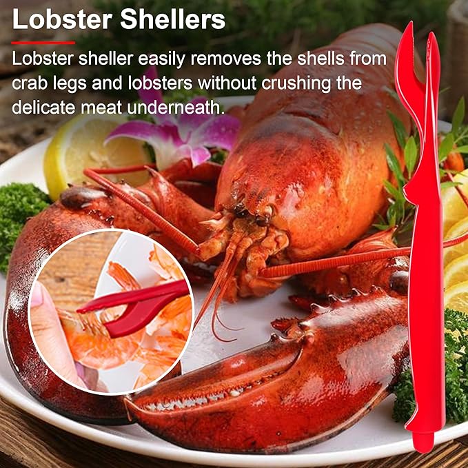 Crab Crackers and Tools, 2 Crab Crackers, 8 Lobster Shellers, 8 Crab Leg Forks Picks, Lobster Crackers and Tools, Seafood Tools, Nut Cracker Set, Home Restaurant Kitchen Tools, Red