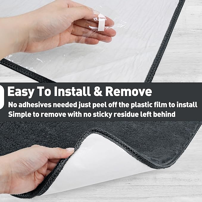 PURE ERA Carpet Stair Treads Ultra Plush 8" X 30" Soft Indoor Stair Protectors Pet-Friendly Non-Slip Skid Resistant Tape Free Washable Reusable(2 Pieces, Dark Gray)