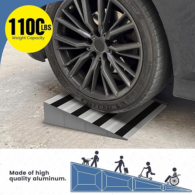 2" Rise Modular Threshold Ramp for Doorways, Stable Wheelchair Ramp for Home Steps, Aluminum Door Ramp and Curb Ramp for Scooters, Power Chairs, Cars, 1100LBS Load Capacity