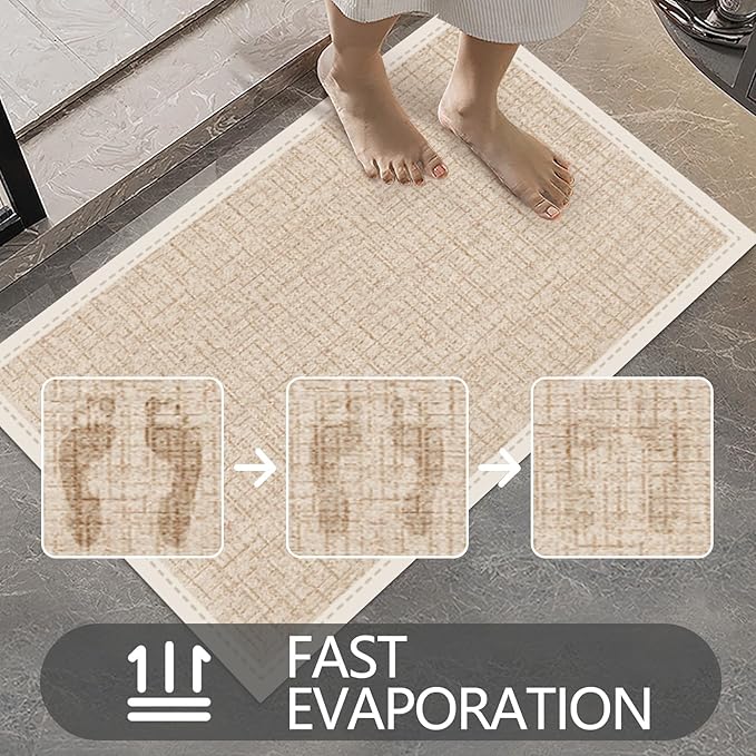 Ultra Thin Door Mat Indoor Entrance, 1/10 in Thin Door Mats for Inside Entry, Non-Slip Rubber Backing Washable Doormat, Fade Resistant, Absorbent, Low Profile Dirt Trapper, 30"X17"