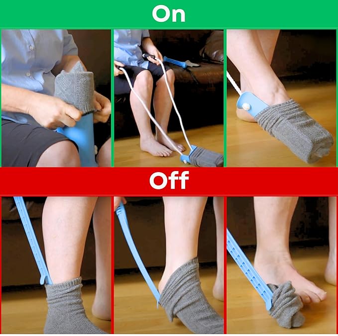 RMS Sock Aid Kit - Easy On Easy Off Device for Putting On Socks and Removing Socks or Stockings for Men and Women with Limited Mobility (Blue)