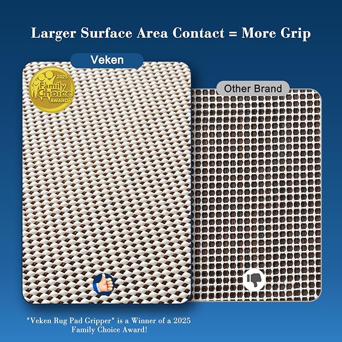 Veken 2.5x12 Ft Rug Pad Gripper for Hardwood Floors, Non Slip Rug Pads for Area Rugs, Thick Rug Grippers for Tile Floors, Under Carpet Anti Skid Mat, Keep Your Rugs Safe and in Place