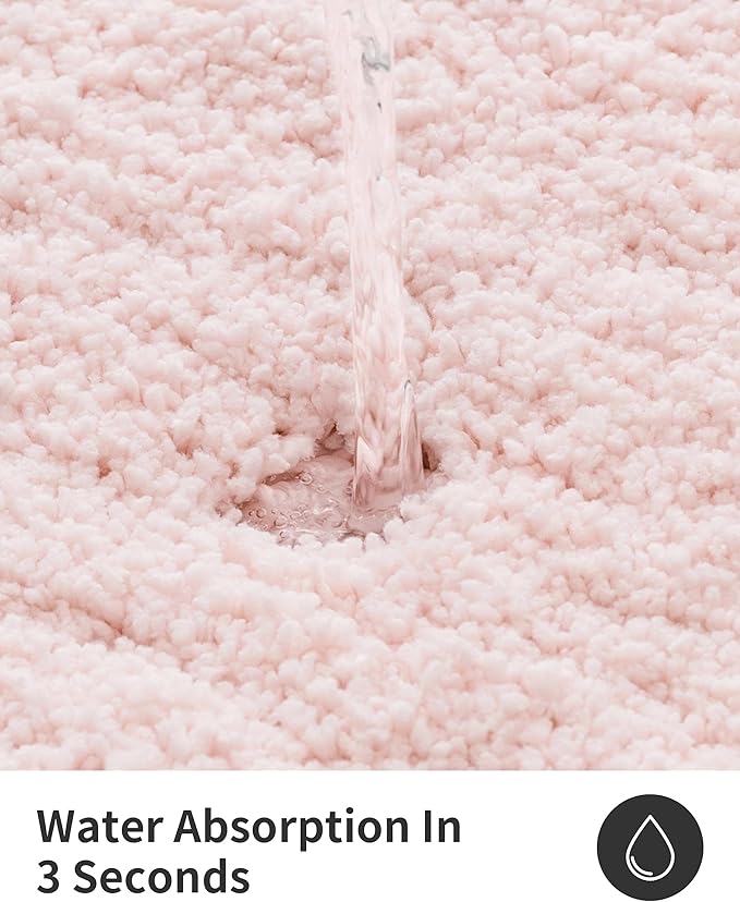 ILANGO Pink Christmas Bathroom Rugs 36" × 24" Non Slip & Super Absorbent Extra Thick Soft, Washable Bath Mat for Floor, Non Shedding Microfiber Shaggy Bath Rug with Rubber for Bathtub Sink